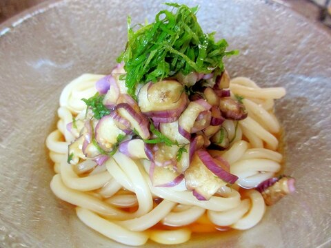 ナスのシソ漬け冷やしうどん